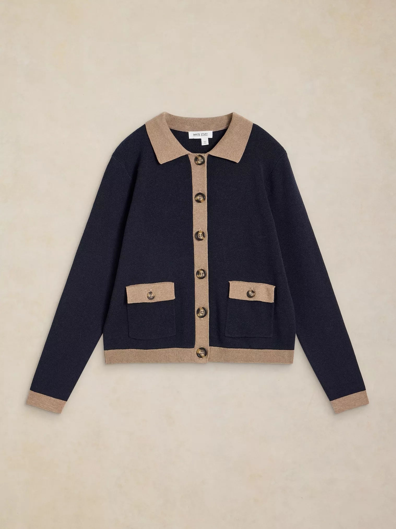 White Stuff Charlotte Collar Cardi Navy Multi