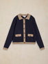 White Stuff Charlotte Collar Cardi Navy Multi