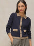 White Stuff Charlotte Collar Cardi Navy Multi