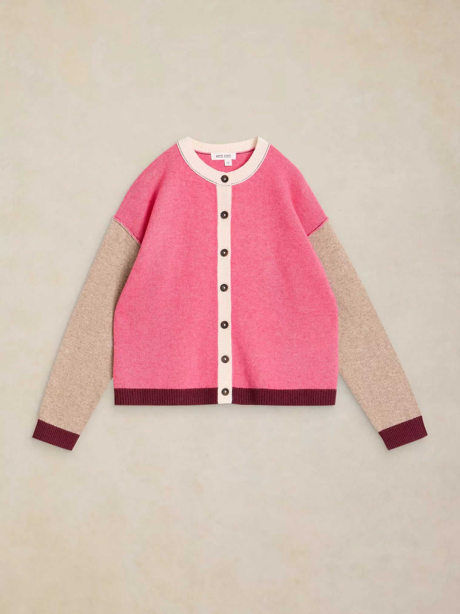 White Stuff Sansa Colourblock Cardi Pink Multi