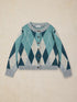 White Stuff Argyle Check Cardi Blue Multi
