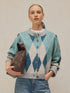 White Stuff Argyle Check Cardi Blue Multi