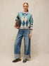 White Stuff Argyle Check Cardi Blue Multi