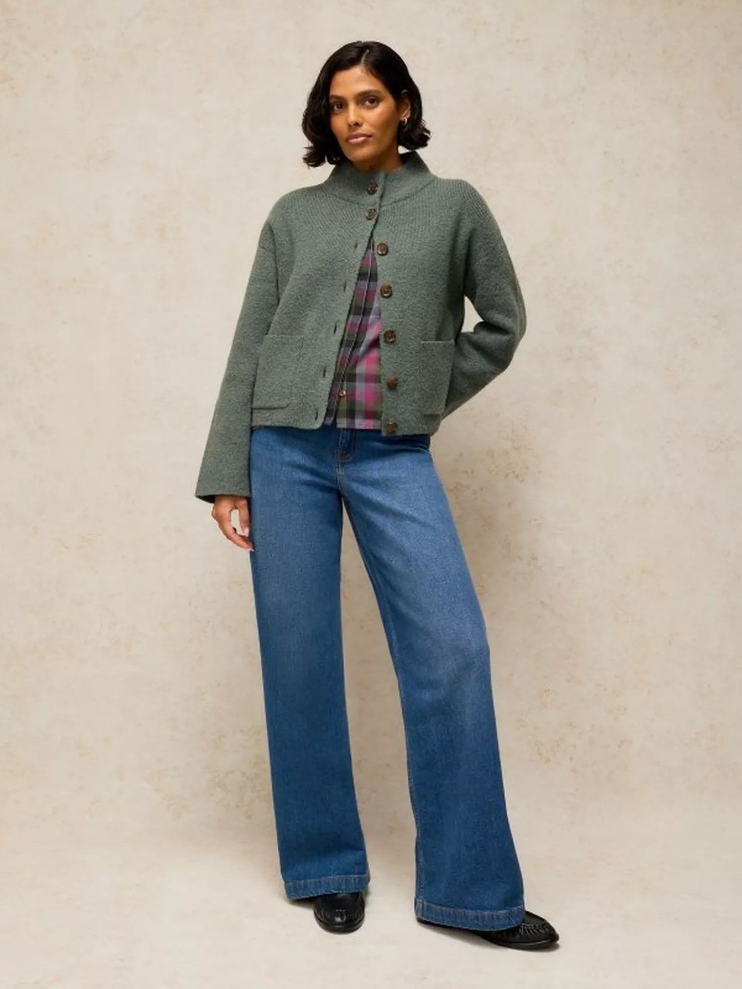 White Stuff Margot Cardi Dark Green