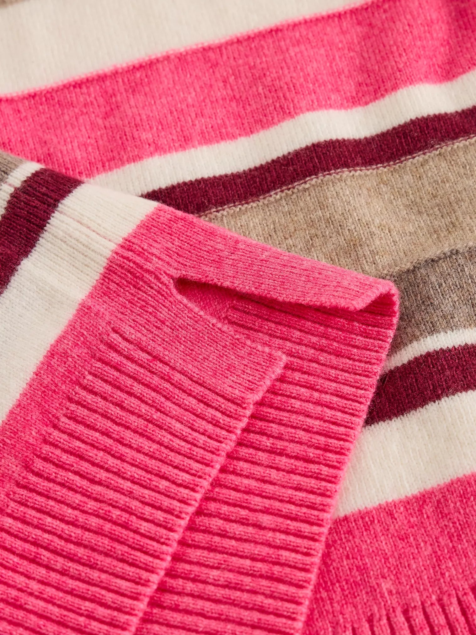 White Stuff Sansa V Neck Stripe Jumper Pink Multi
