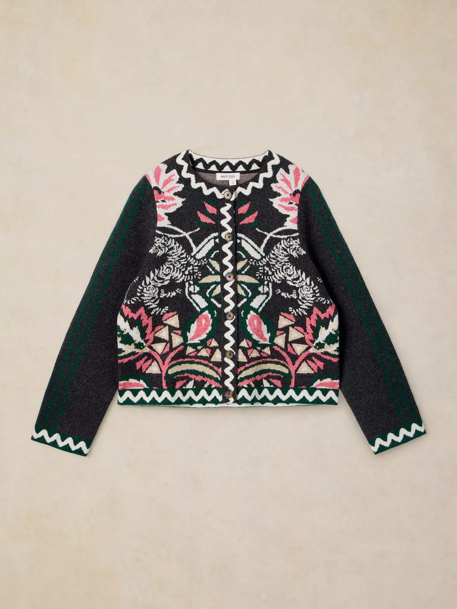 White Stuff Nomad Knit Jacket Grey Multi