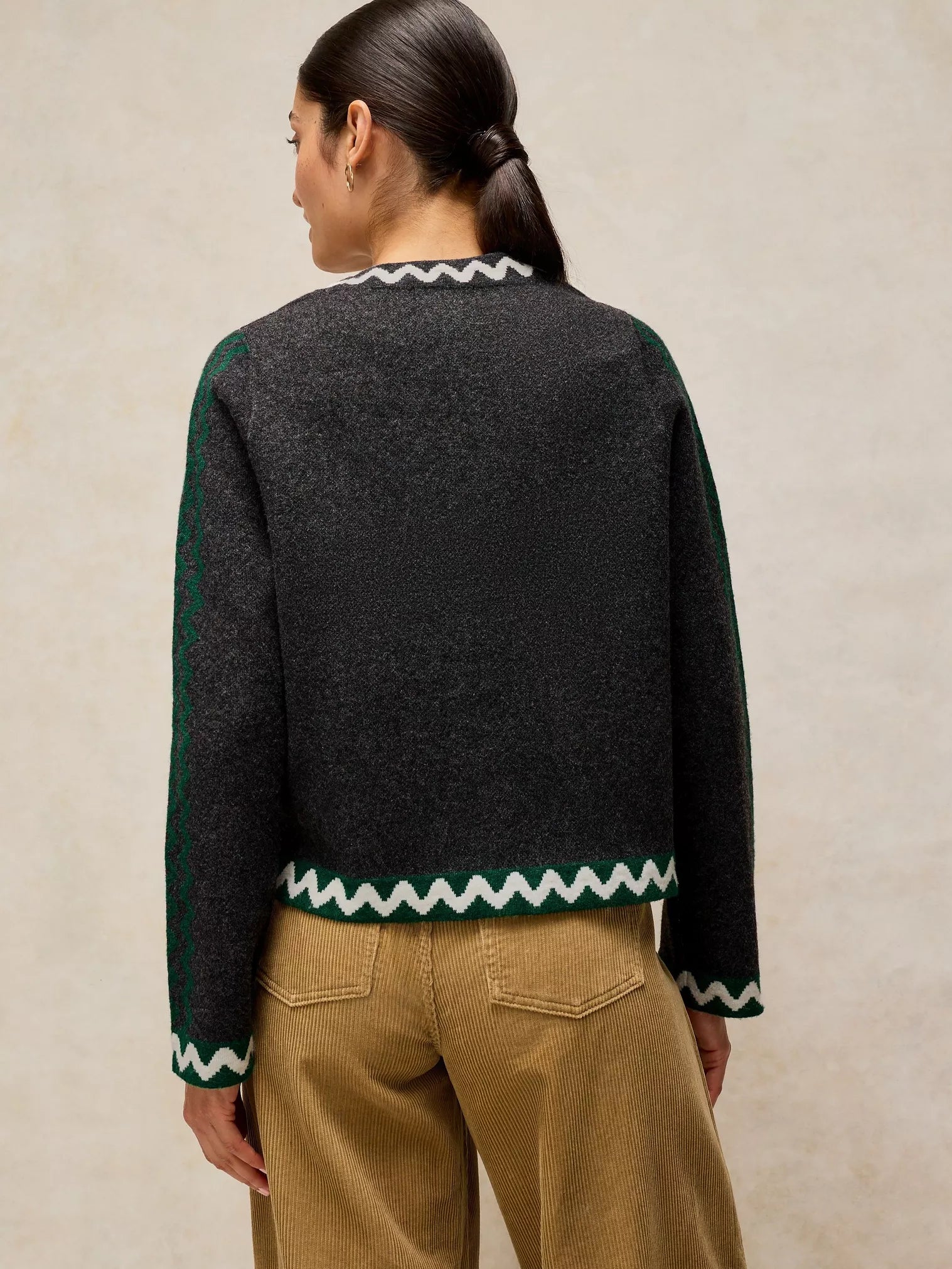 White Stuff Nomad Knit Jacket Grey Multi