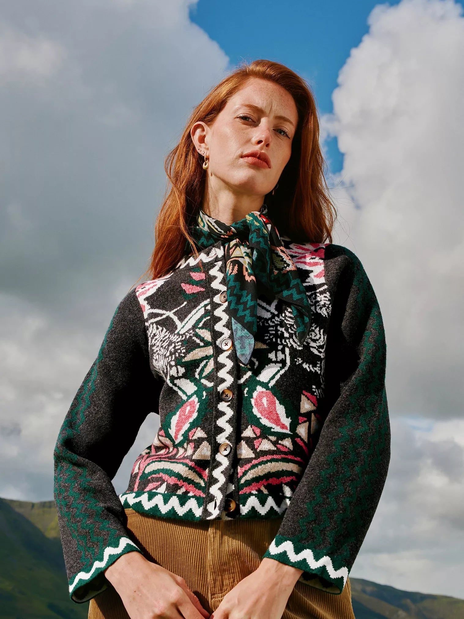 White Stuff Nomad Knit Jacket Grey Multi