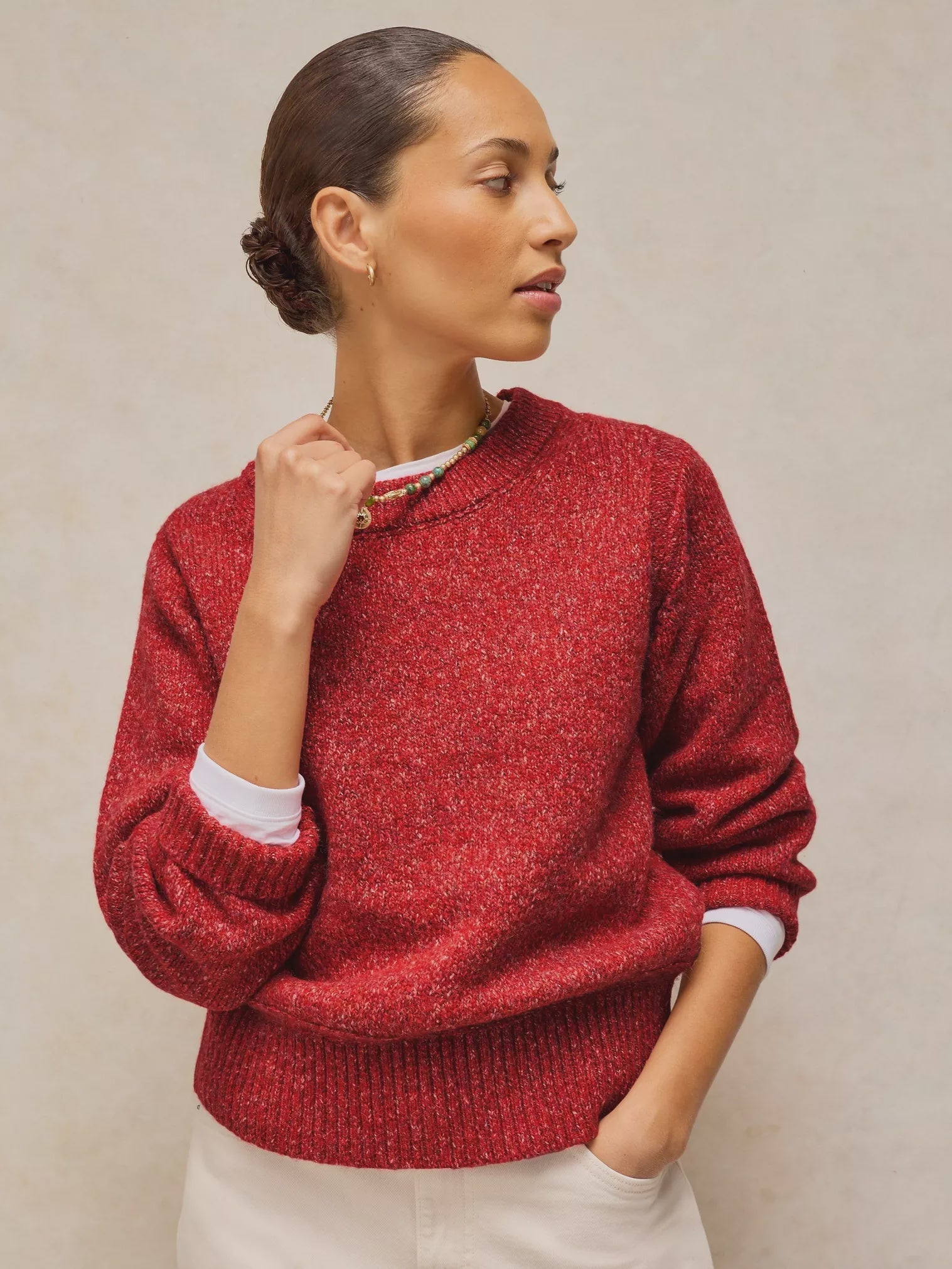 White Stuff Lucie Crew Neck Jumper Bright Red