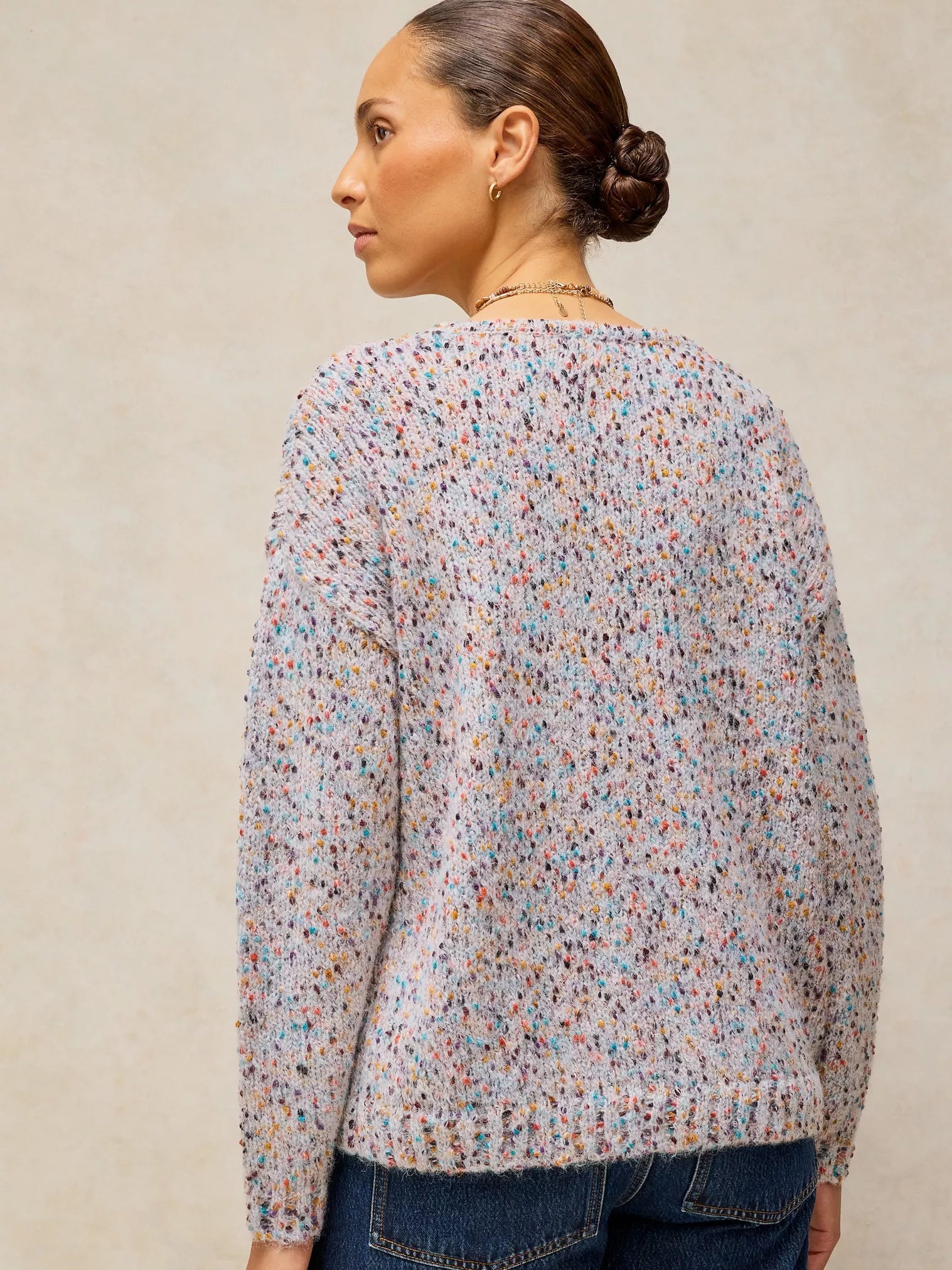 White Stuff Texture V Neck Jumper Light Natural