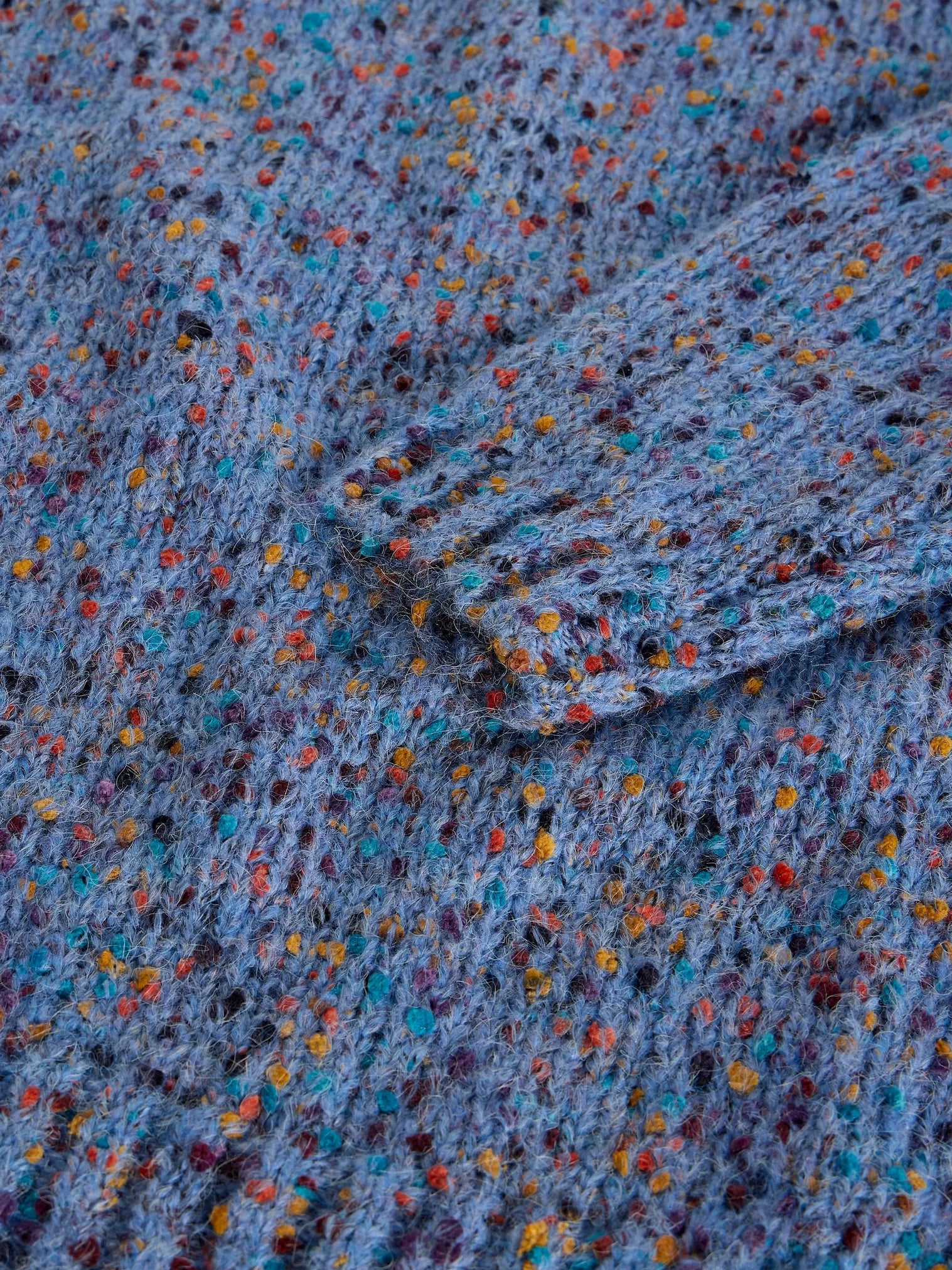 White Stuff Texture V Neck Jumper Mid Blue