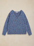 White Stuff Texture V Neck Jumper Mid Blue