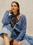 White Stuff Texture V Neck Jumper Mid Blue