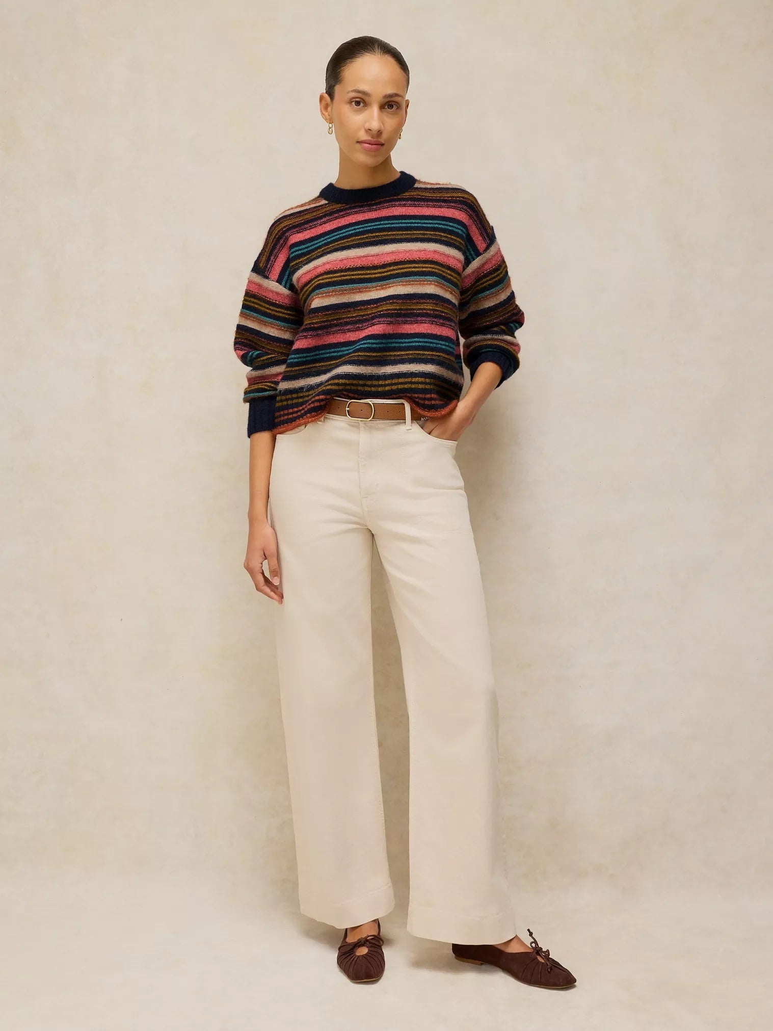 White Stuff Florence Stripe Jumper Navy Multi