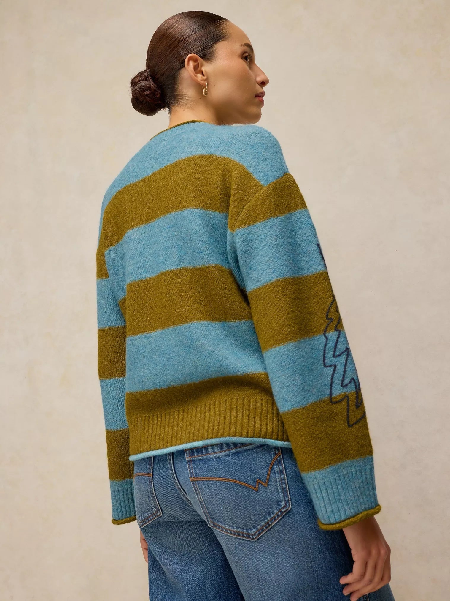 White Stuff Emma Embroidery Stripe Jumper Blue Multi