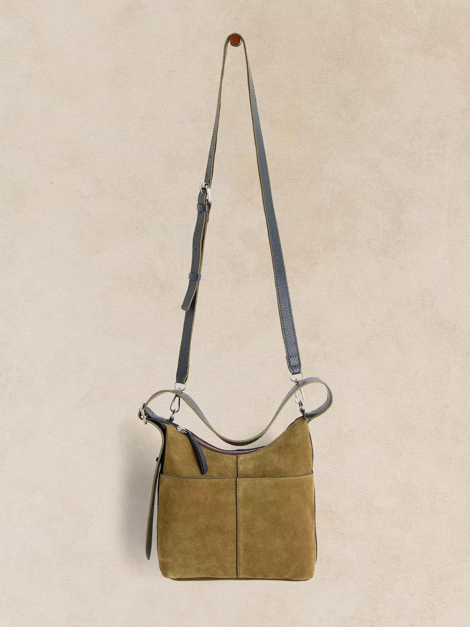 White Stuff Mini Sophia Suede Crossbody Khaki Green