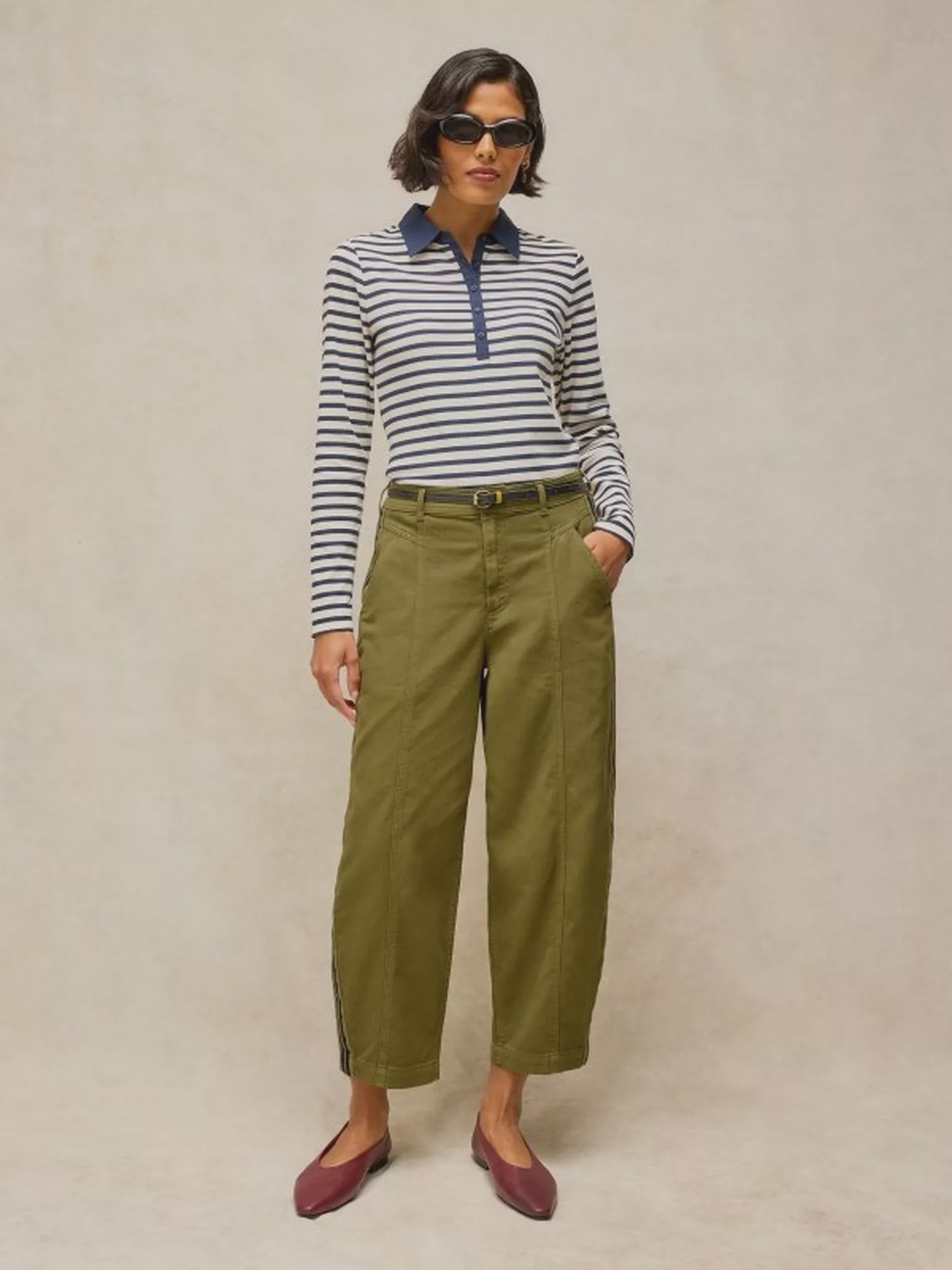 White Stuff Adeline Utility Barrel Trouser Khaki Green