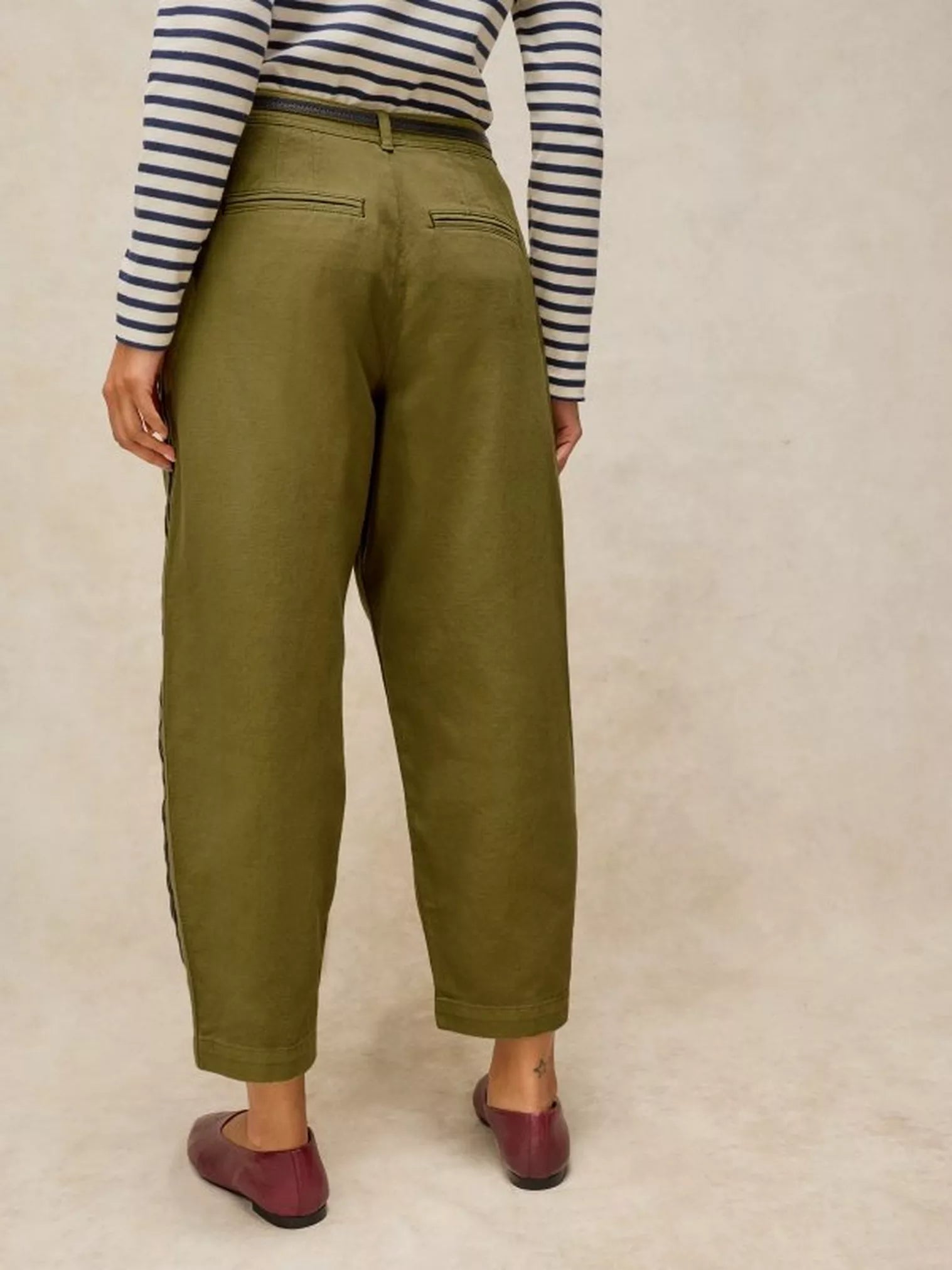 White Stuff Adeline Utility Barrel Trouser Khaki Green