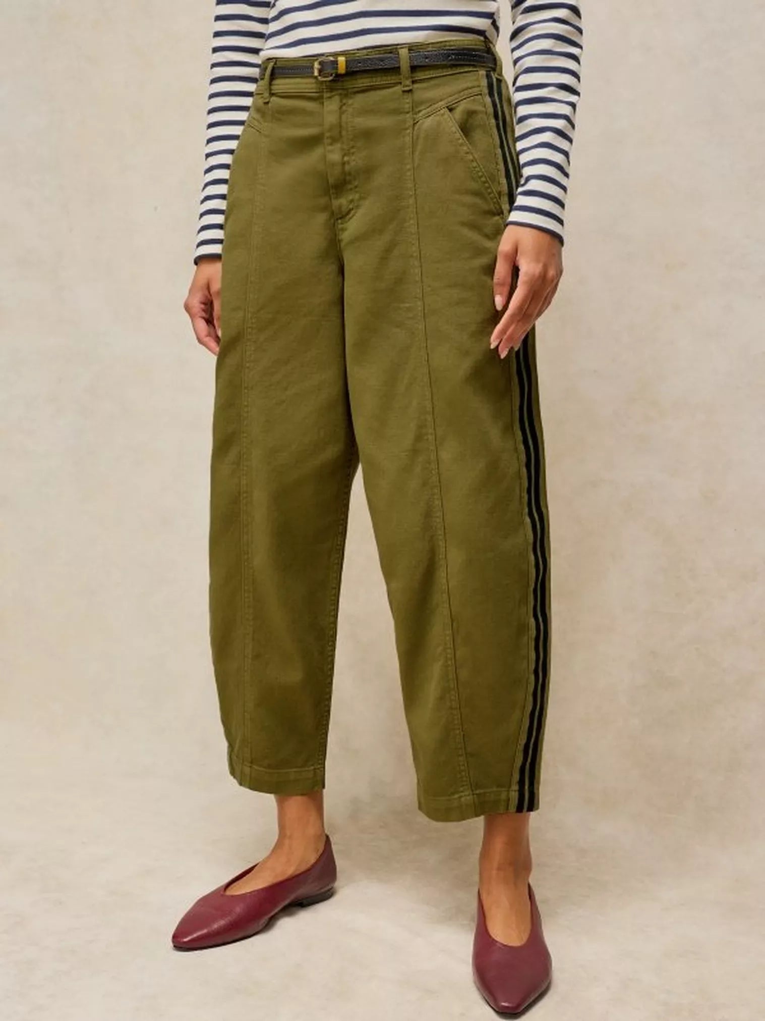 White Stuff Adeline Utility Barrel Trouser Khaki Green