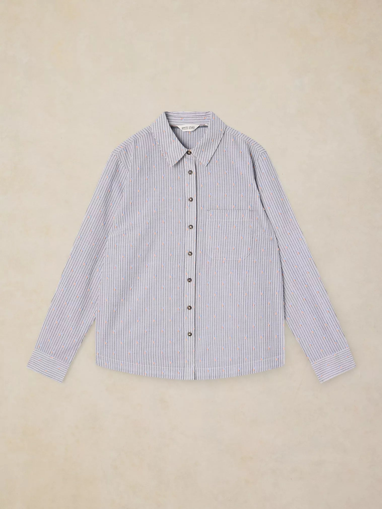 White Stuff Libby Organic Cotton Shirt Blue Multi