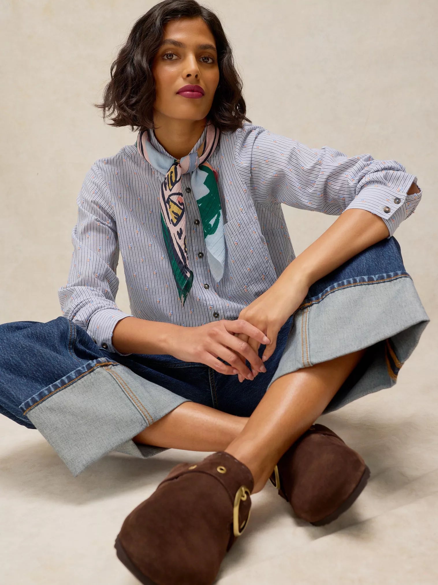 White Stuff Libby Organic Cotton Shirt Blue Multi