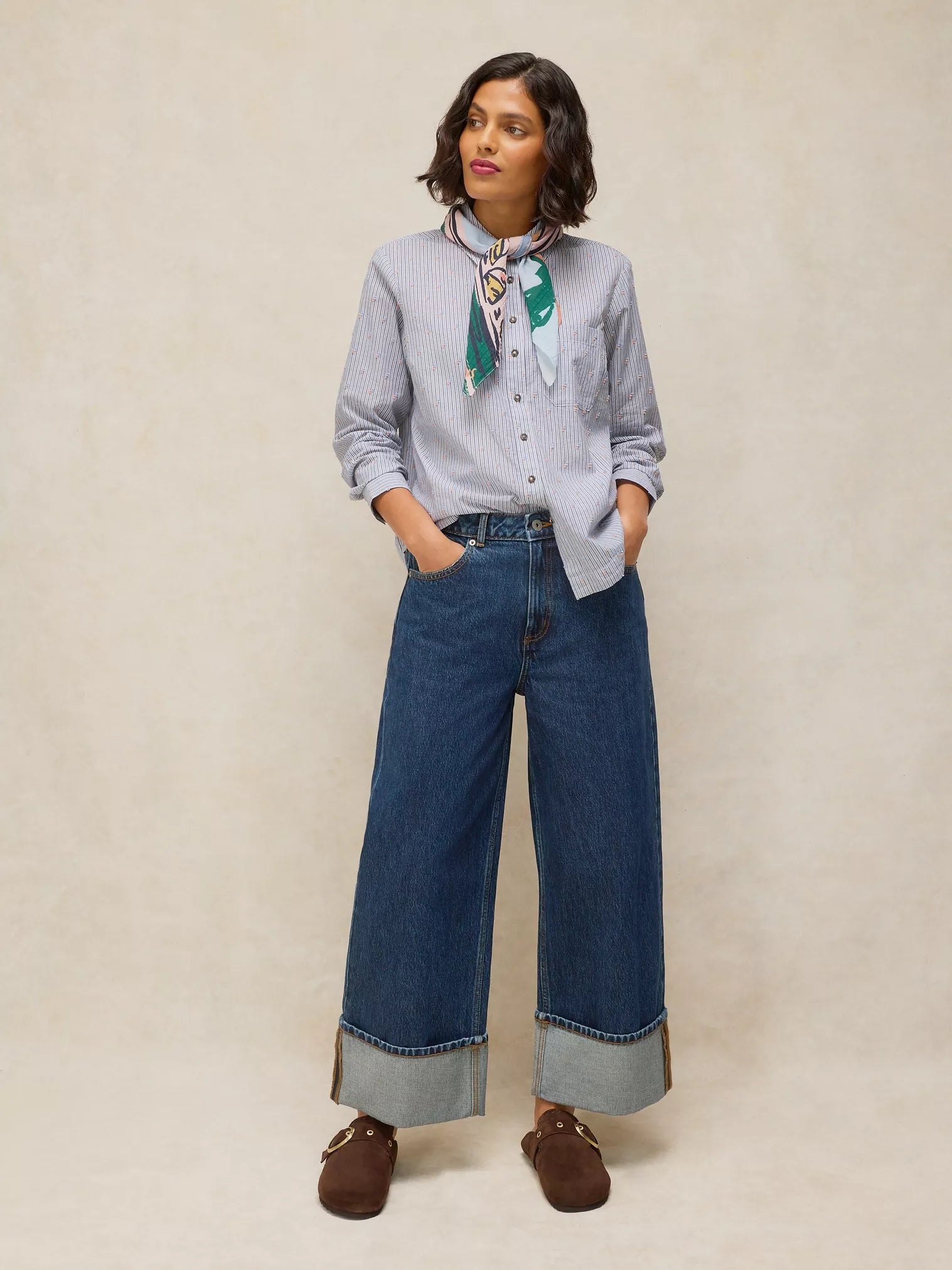 White Stuff Libby Organic Cotton Shirt Blue Multi