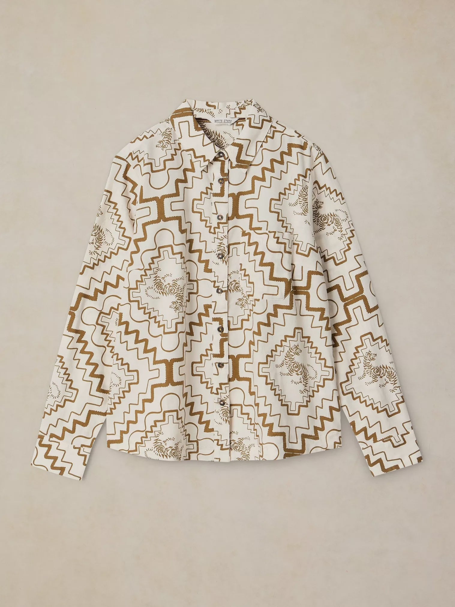 White Stuff Sophie Organic Cotton Shirt Ivory Print