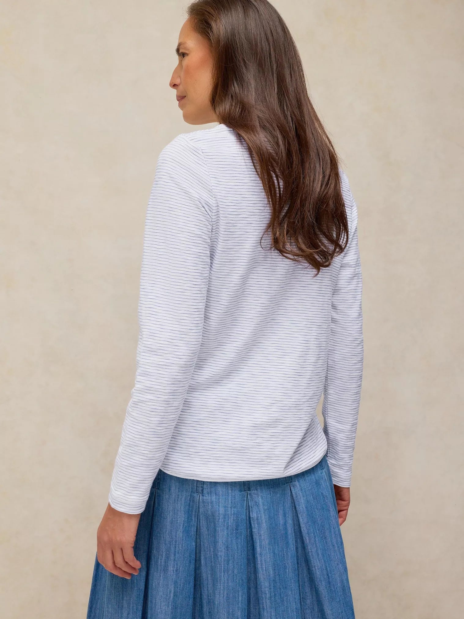 White Stuff Clara Ls Texture Tee White Multi