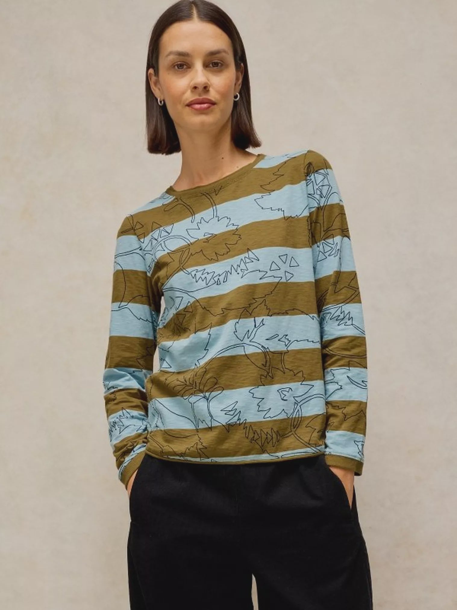 White Stuff Clara Stripe Ls Tee Blue Multi