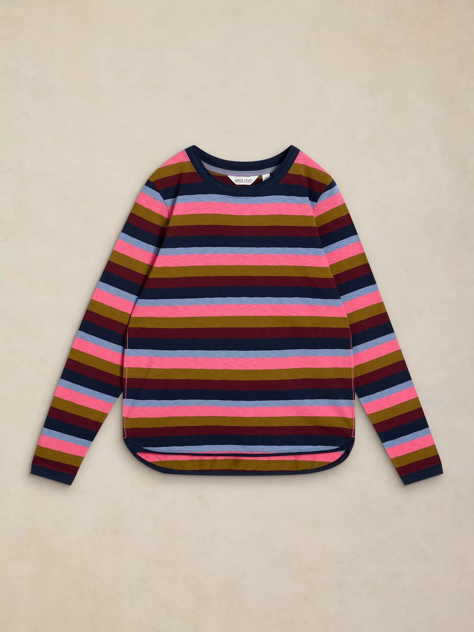 White Stuff Clara Stripe Ls Tee Pink Multi