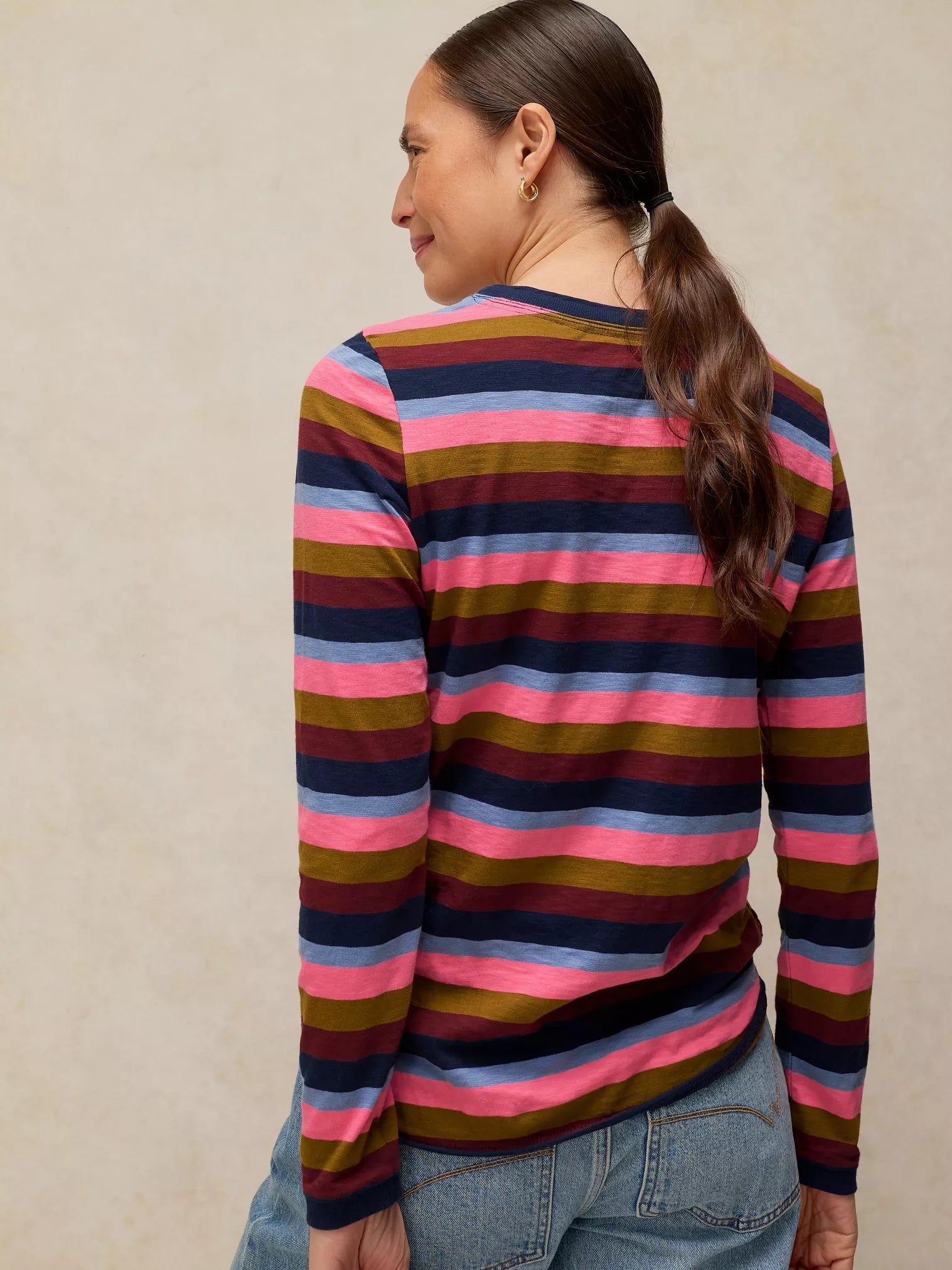 White Stuff Clara Stripe Ls Tee Pink Multi