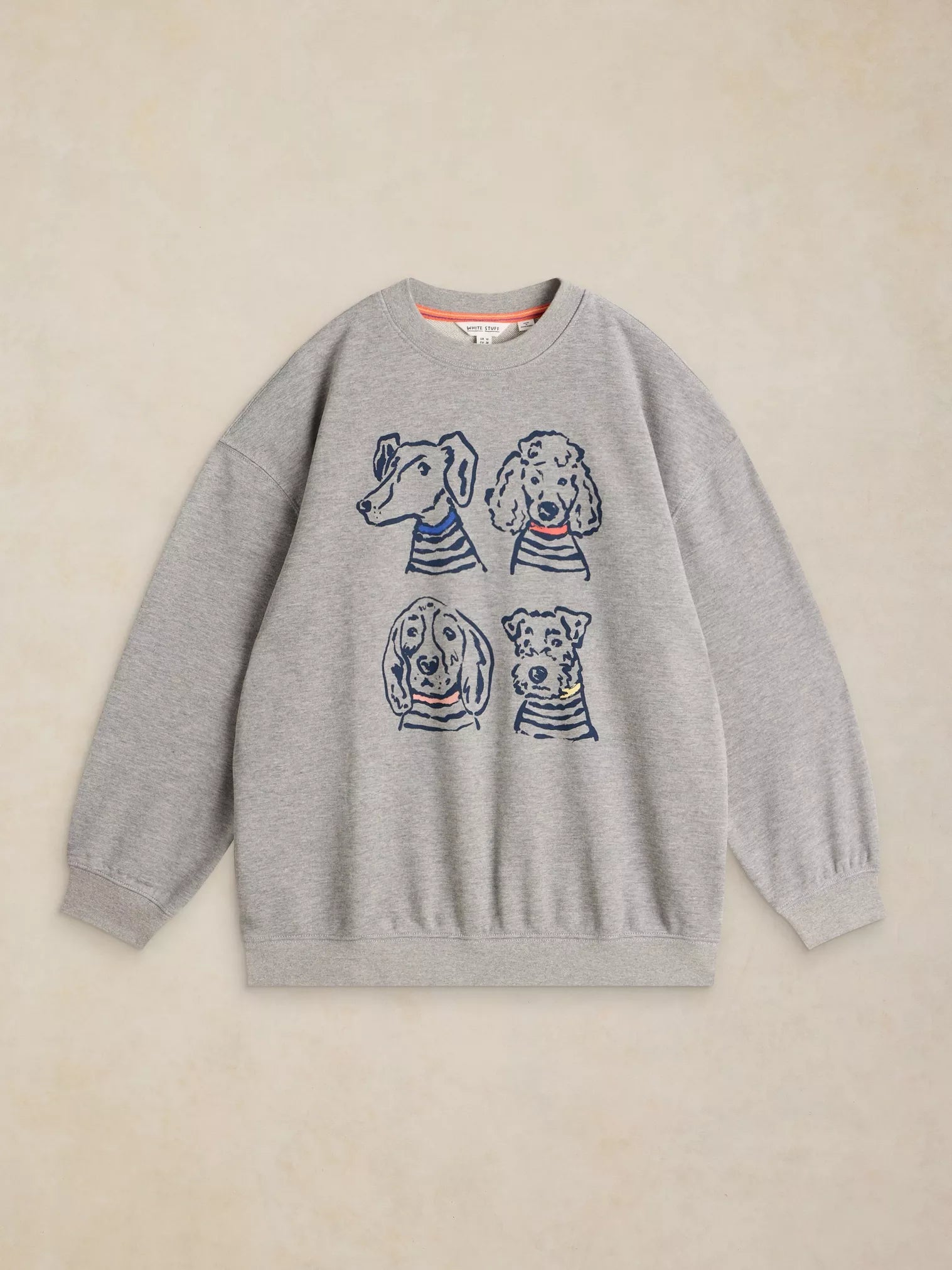 White Stuff Cleo Longline Graphic Sweat Grey Marl