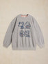 White Stuff Cleo Longline Graphic Sweat Grey Marl