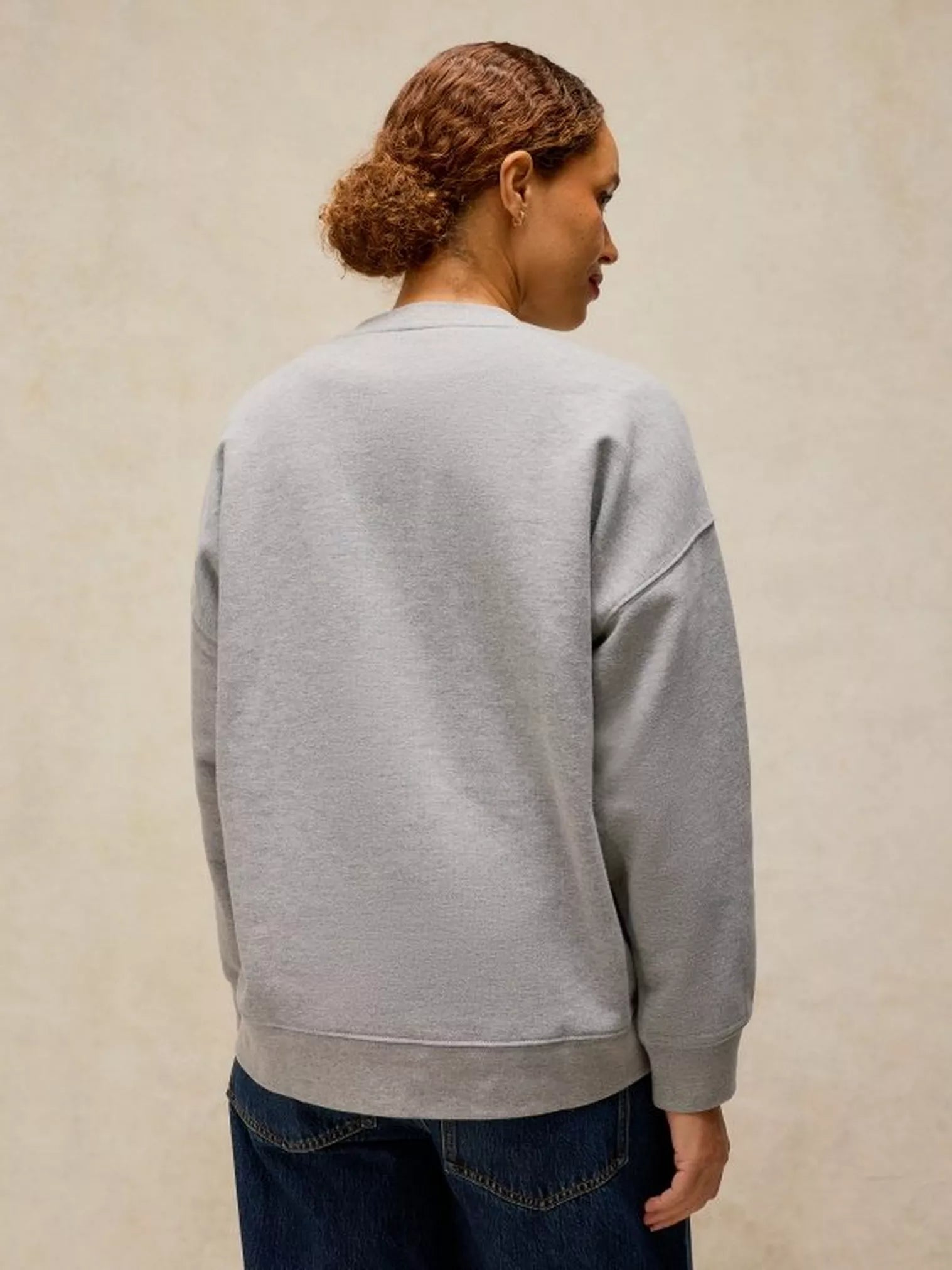 White Stuff Cleo Longline Graphic Sweat Grey Marl