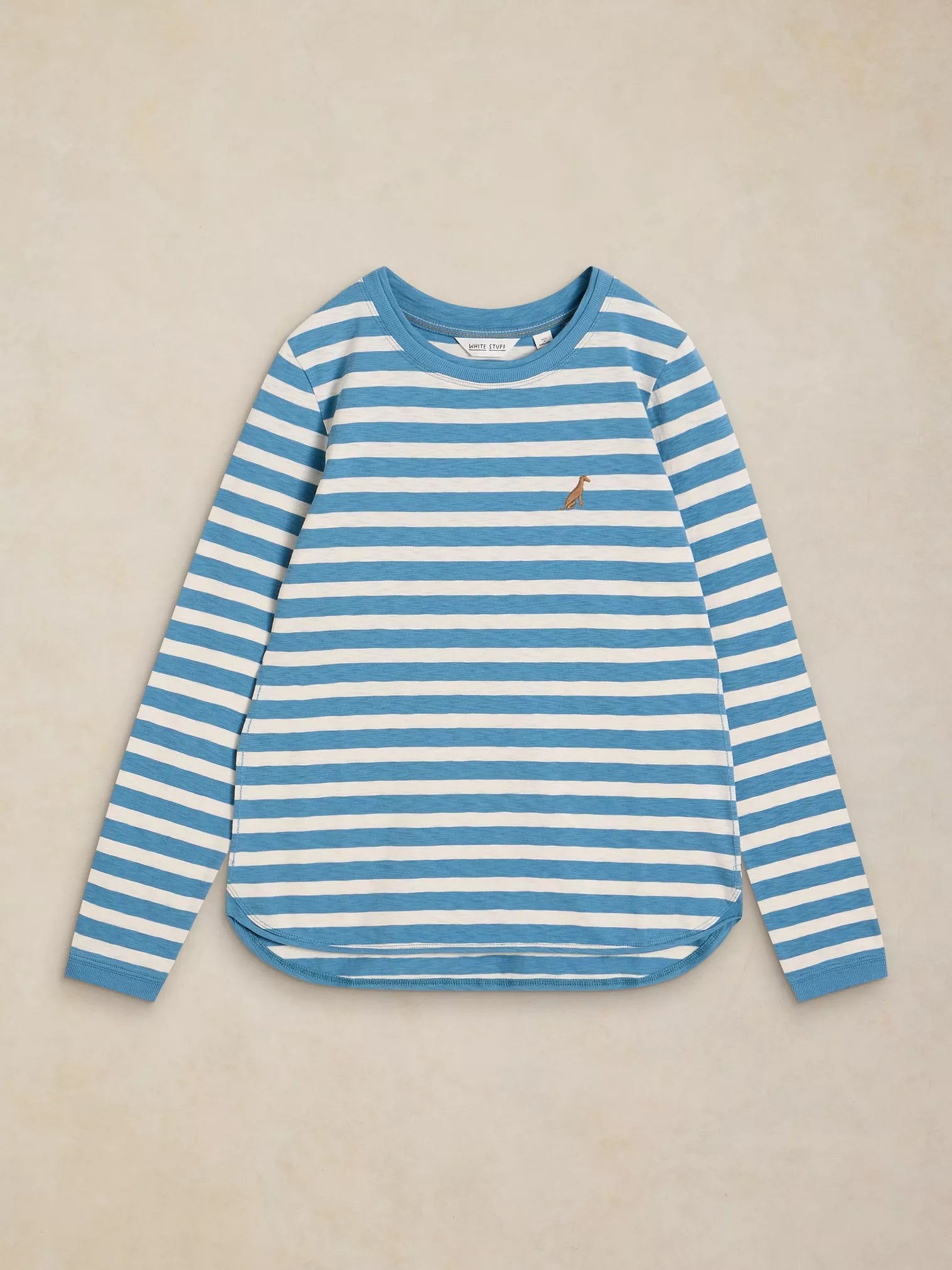 White Stuff Clara Stripe Embroidered Tee Ivory Multi