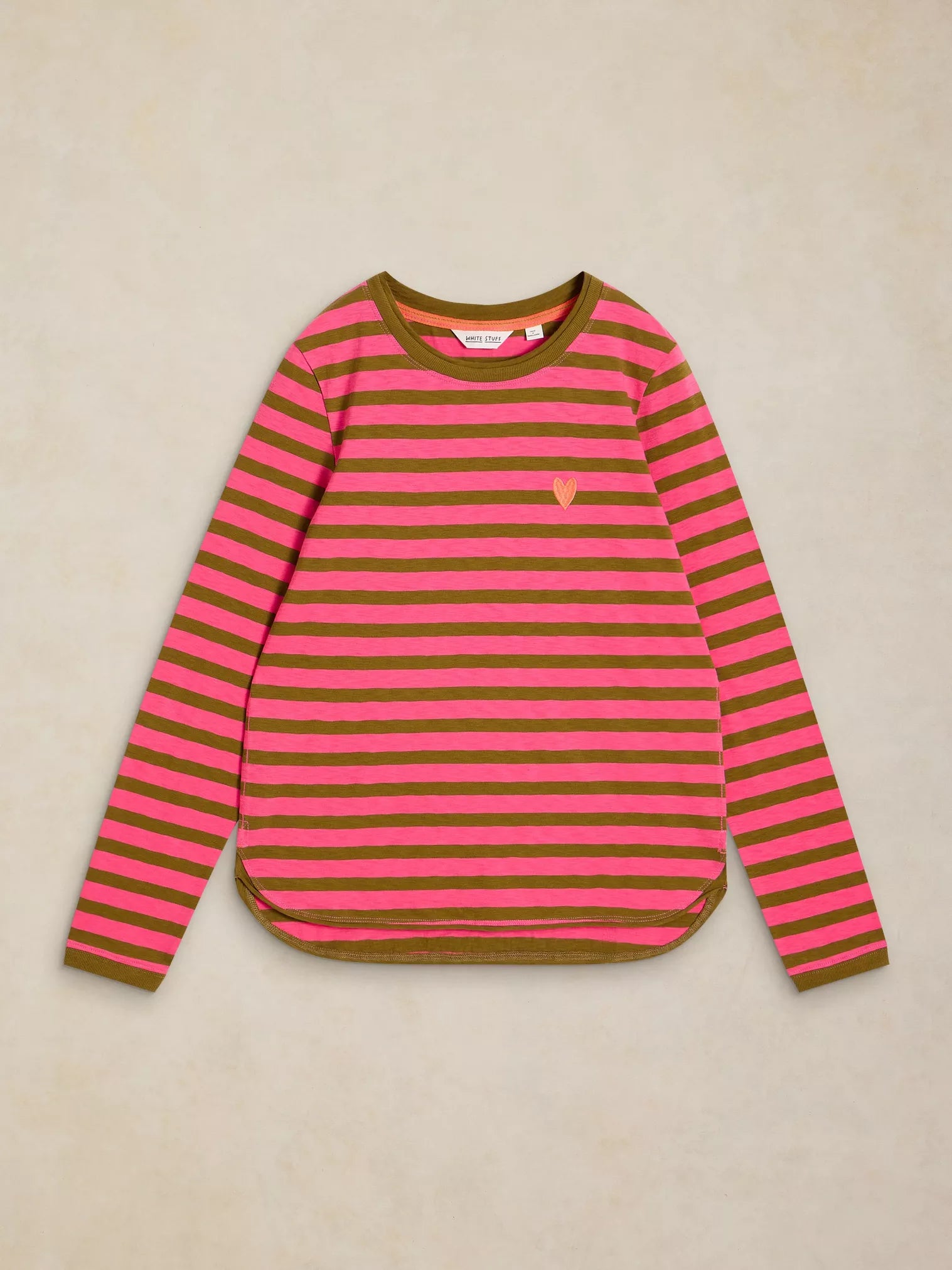 White Stuff Clara Stripe Embroidered Tee Pink Multi