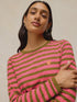 White Stuff Clara Stripe Embroidered Tee Pink Multi