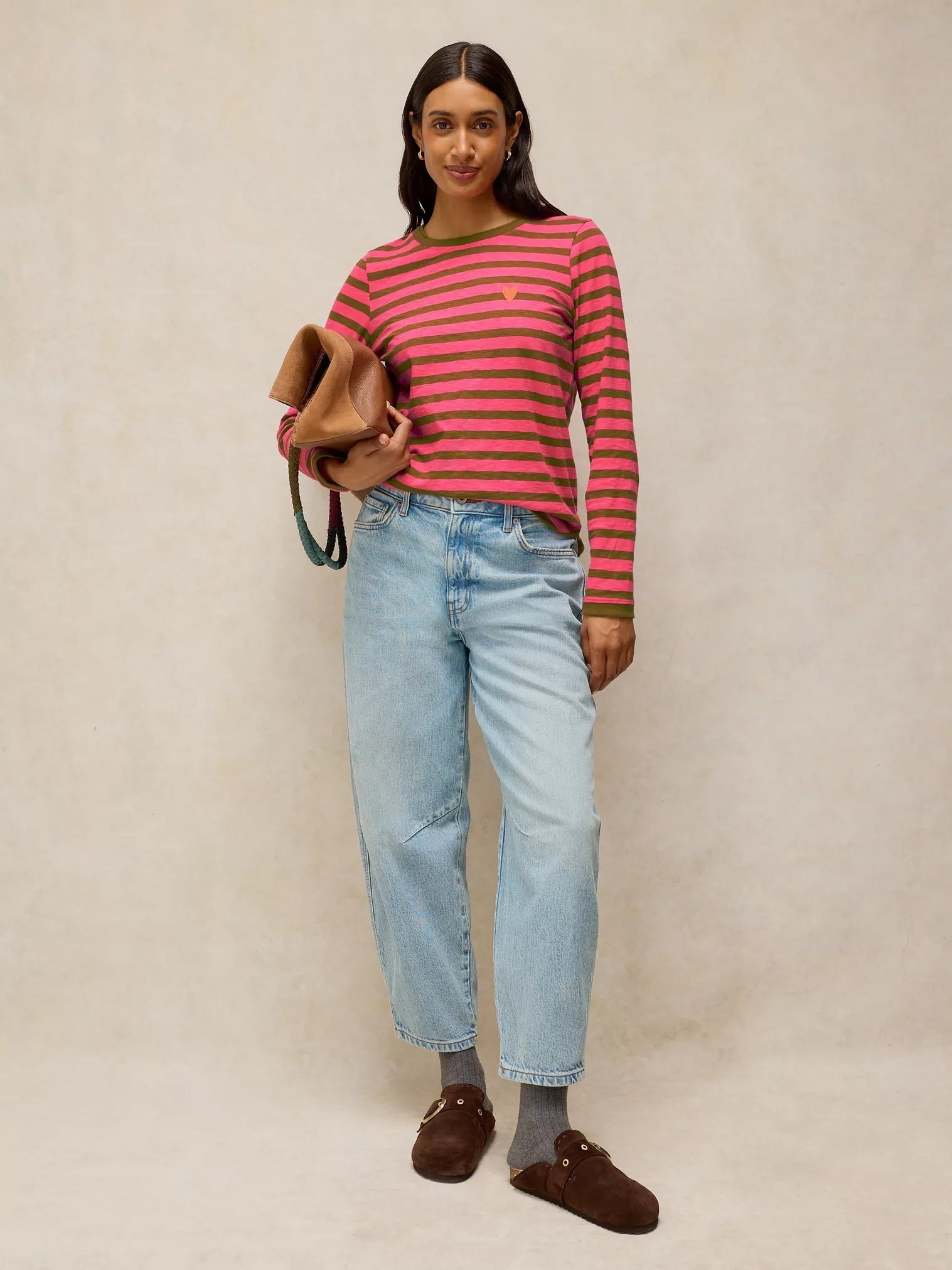 White Stuff Clara Stripe Embroidered Tee Pink Multi