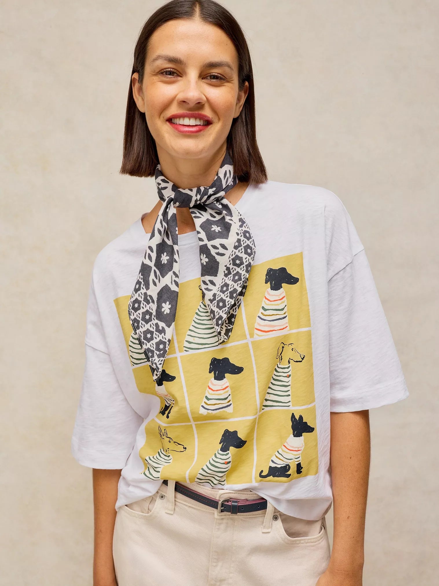 White Stuff Katya Graphic Tee White Print
