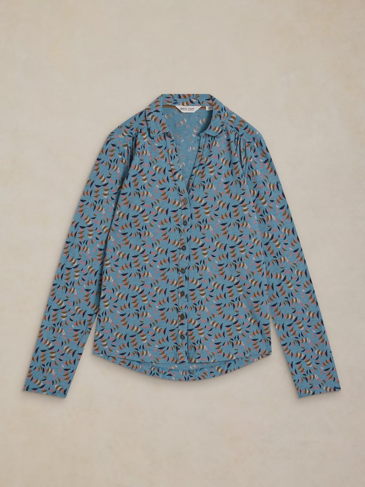 White Stuff Annie Jersey Shirt Blue Multi