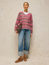 White Stuff Spacedye V Neck Jumper Pink Multi