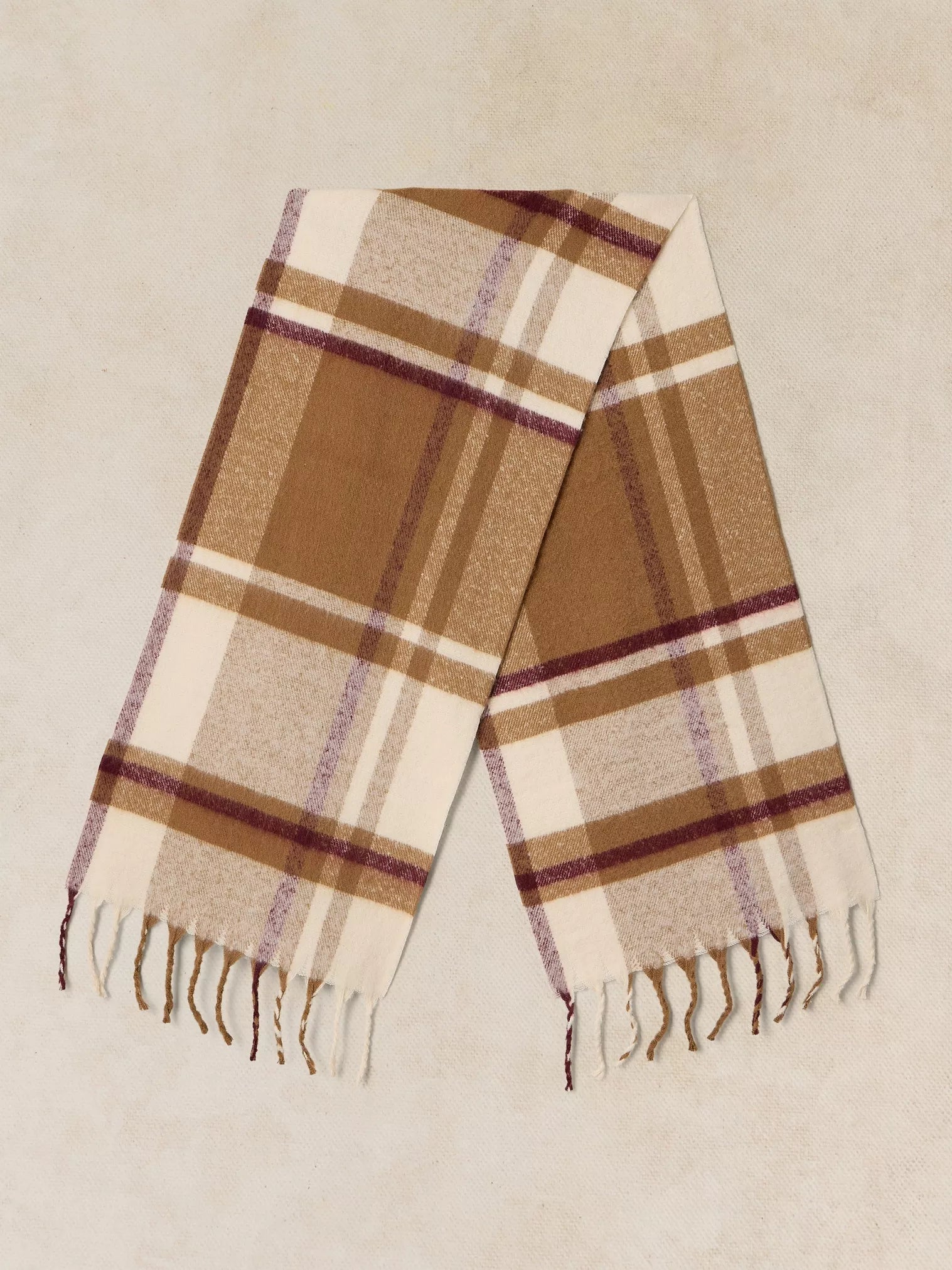 White Stuff Shelley Brushed Check Scarf Natural Multi