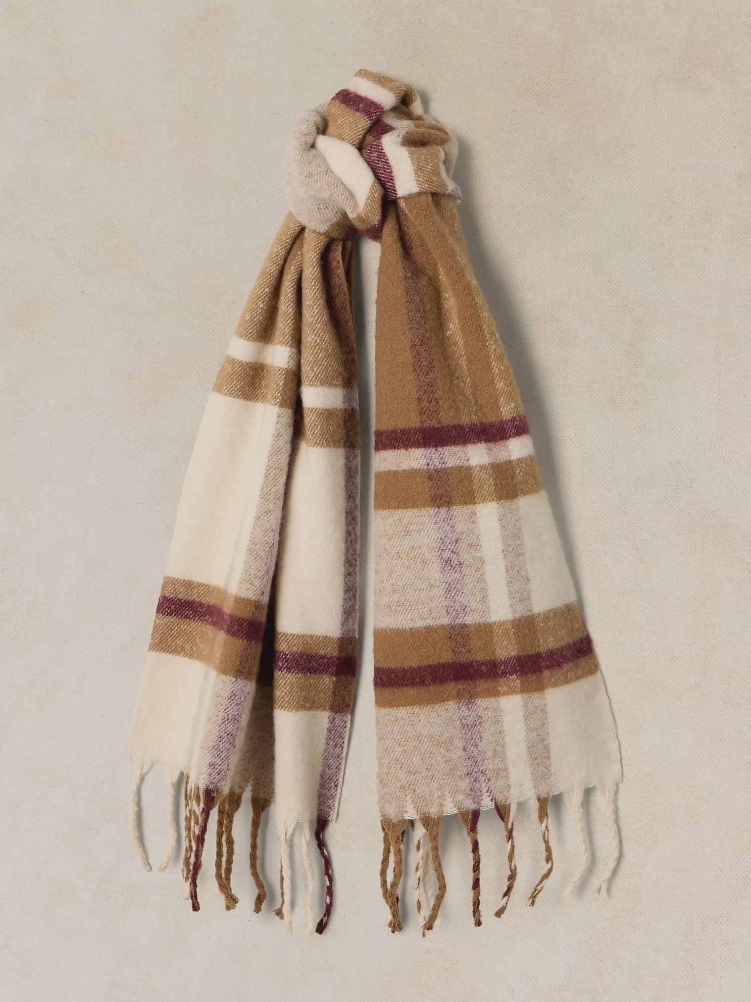 White Stuff Shelley Brushed Check Scarf Natural Multi