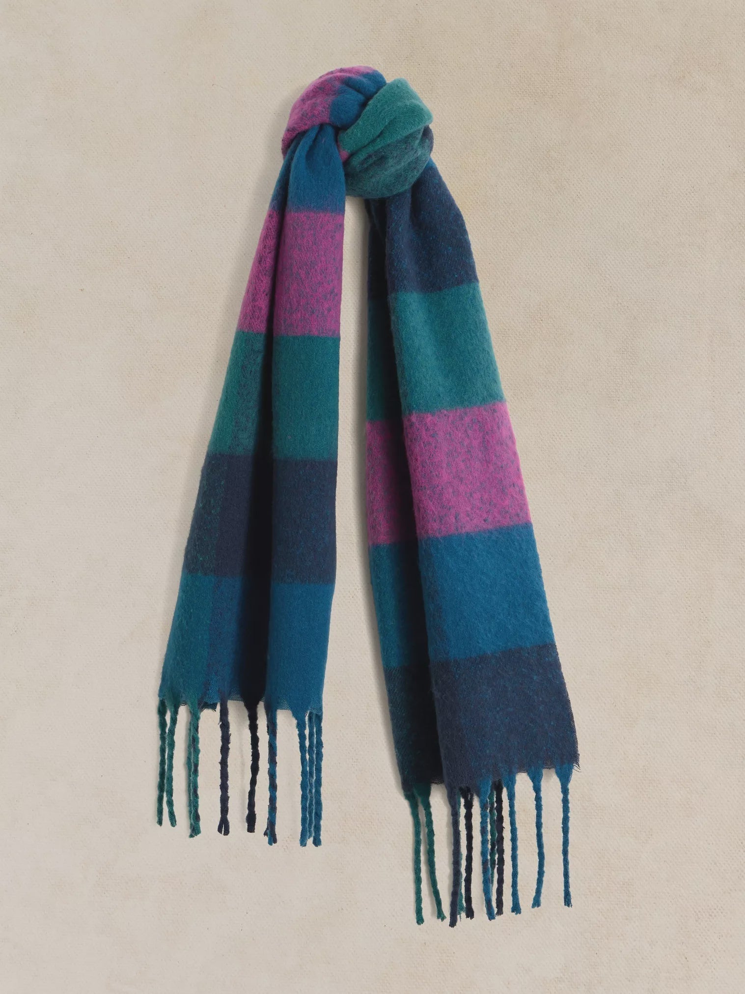 White Stuff Shelley Brushed Check Scarf Navy Multi