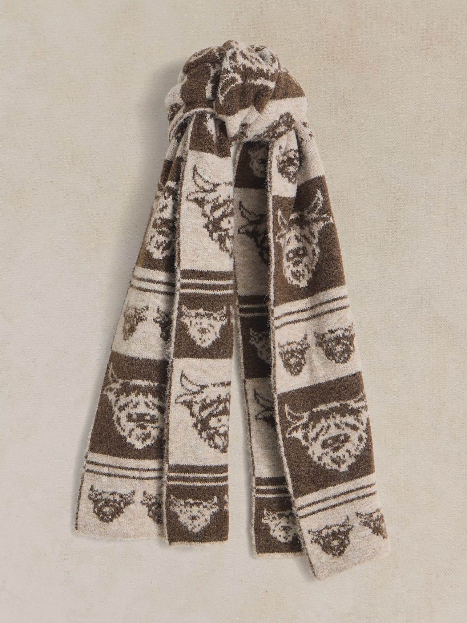 White Stuff Cow Jacquard Scarf Natural Multi
