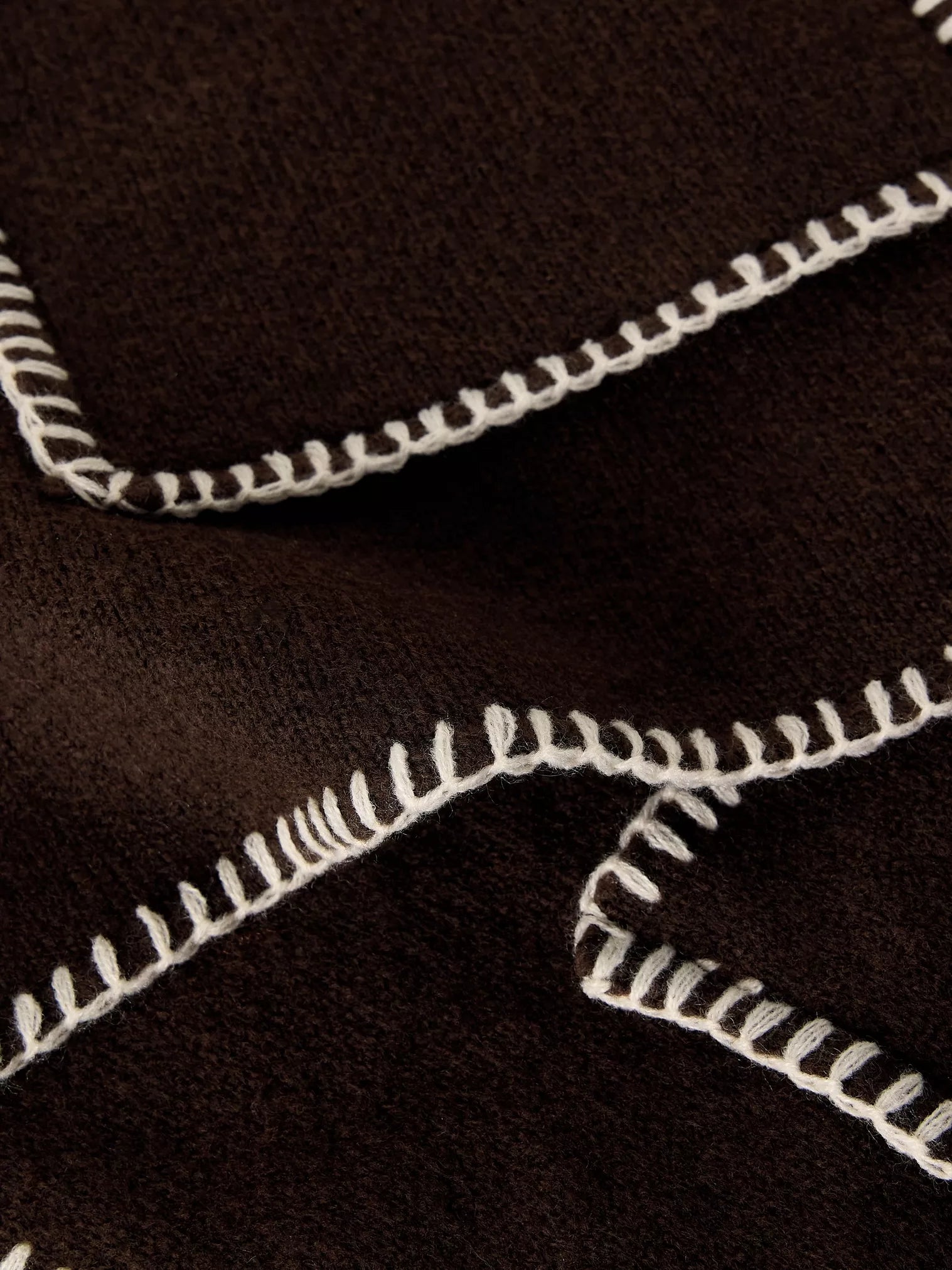 White Stuff Whipstitch Scarf Dark Brown