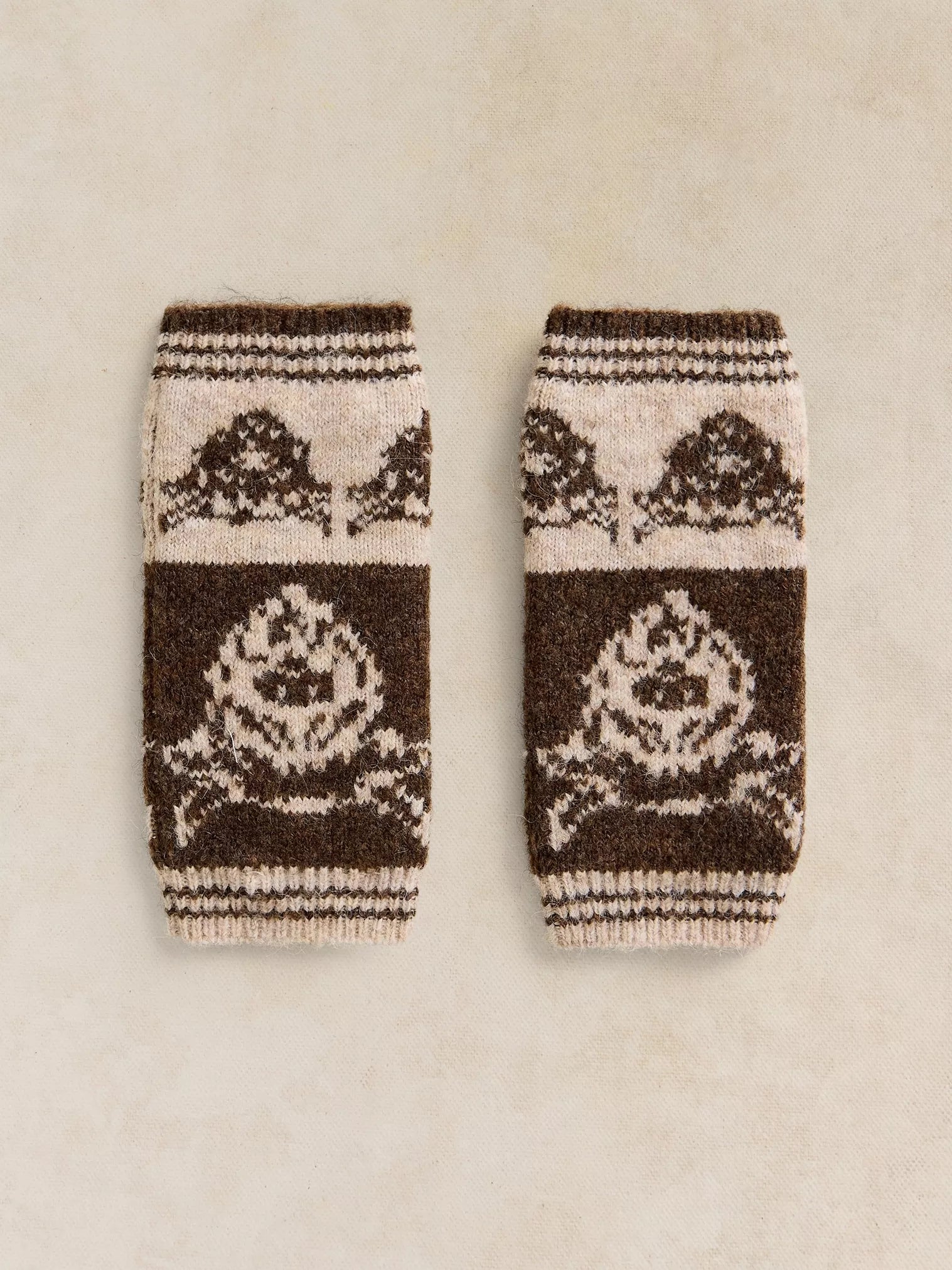 White Stuff Cow Jacquard Fingerless Gloves Natural Multi