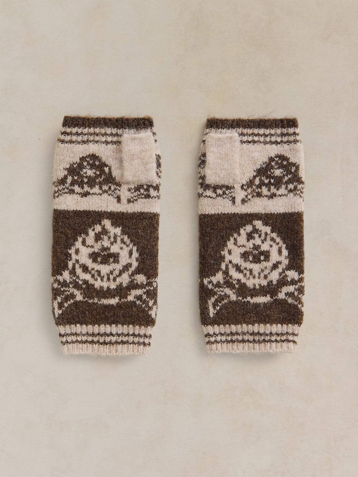 White Stuff Cow Jacquard Fingerless Gloves Natural Multi