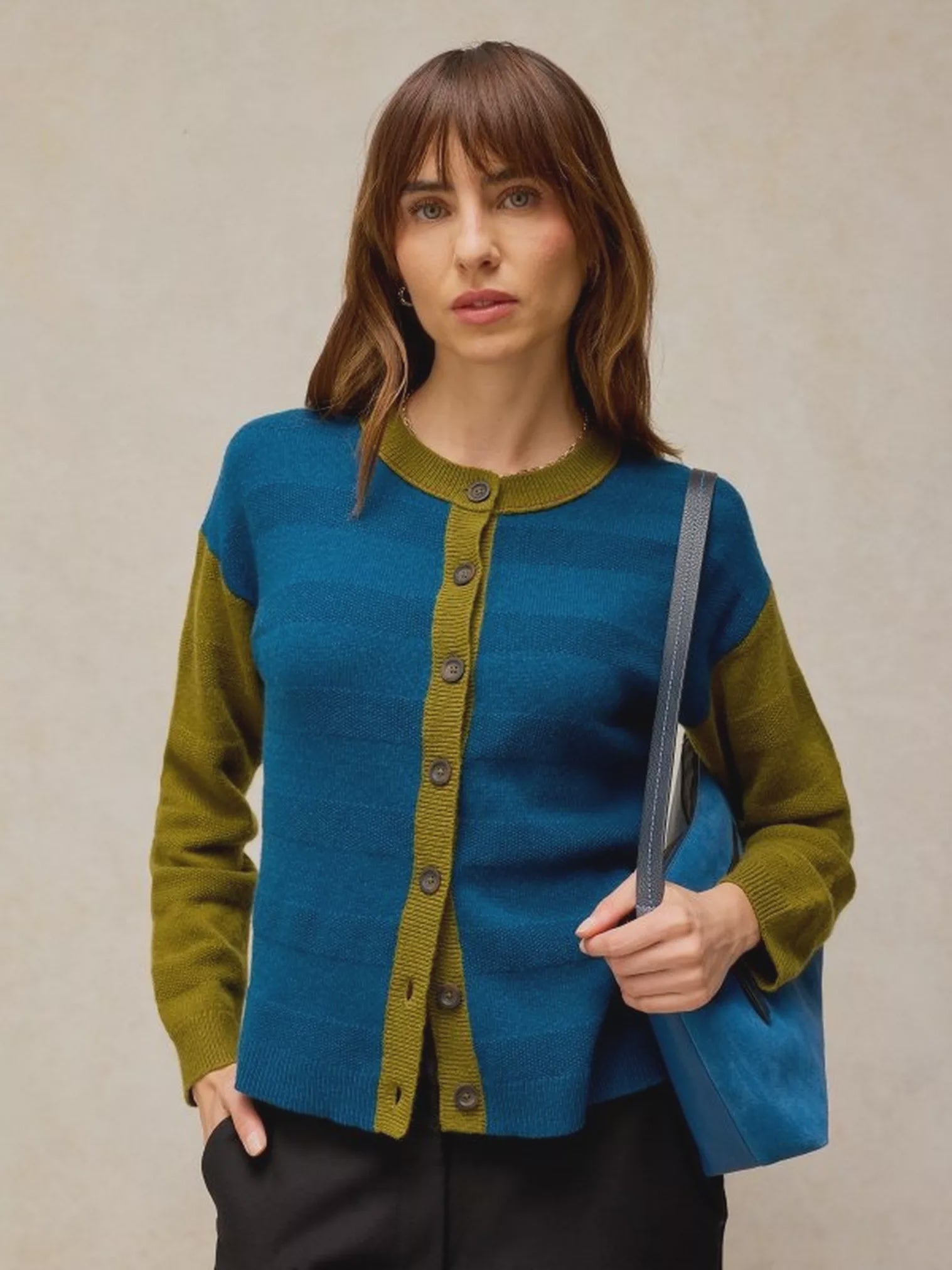 White Stuff Sansa Stitch Cardi Teal Multi