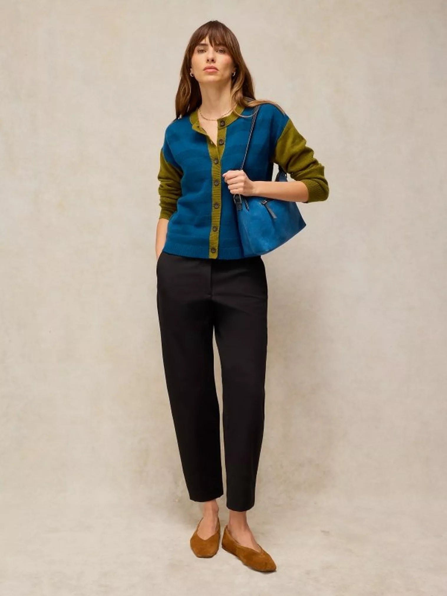 White Stuff Sansa Stitch Cardi Teal Multi